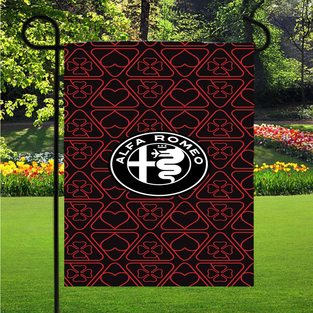 Alfa Romeo Logo Pattern Wallpaper Art Garden Flag Outdoor Lawn 12 X 18 Inch