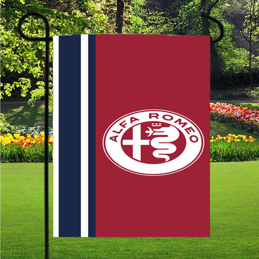 Alfa Romeo Red Blue And White Wallpaper Garden Flag Outdoor Lawn 12 X 18 Inch