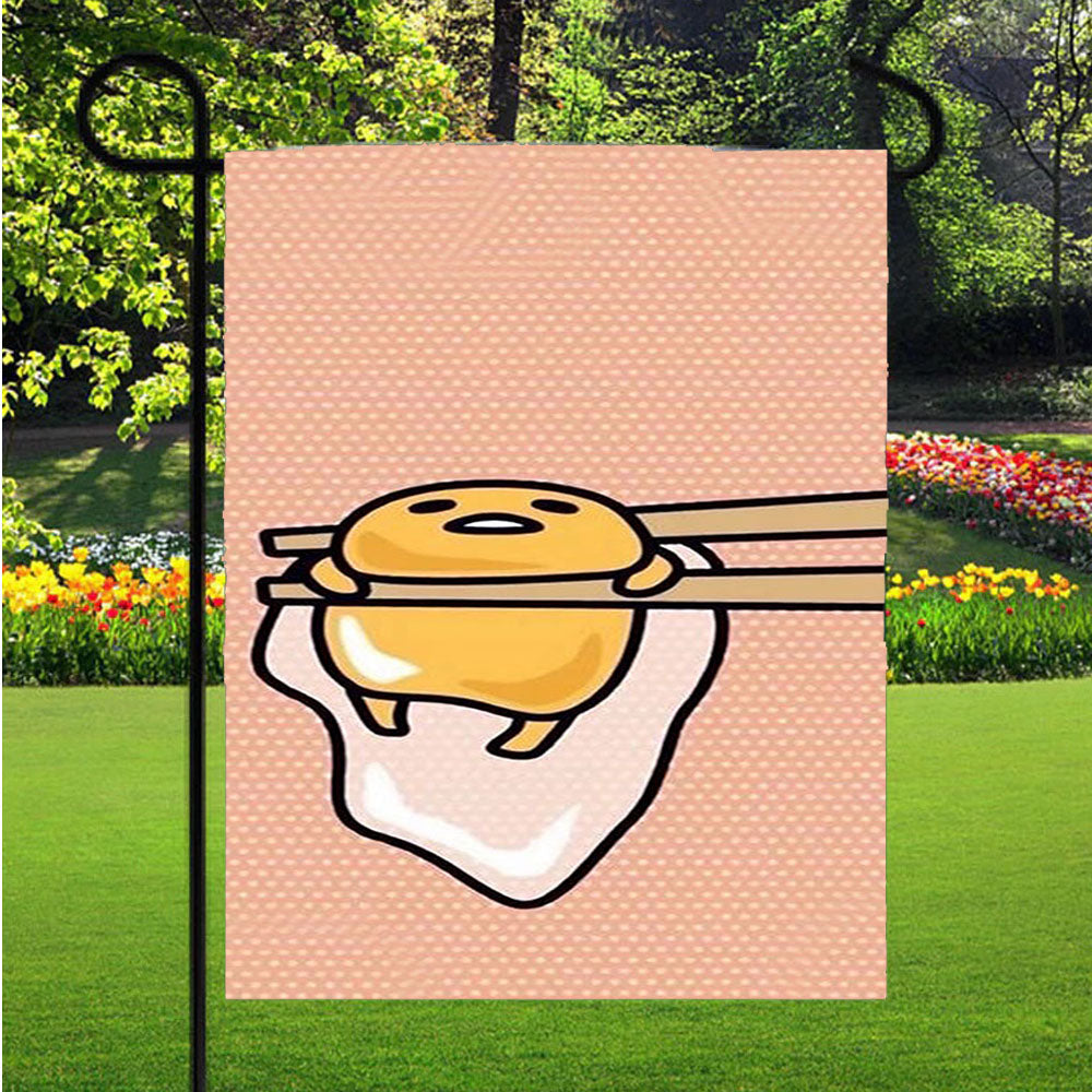 Gudetama Lazy Egg Cute 2 Garden Flag Outdoor Lawn 12 X 18 Inch