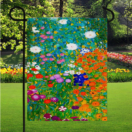 Gustav Klimt Flower Garden Garden Flag Outdoor Lawn 12 X 18 Inch