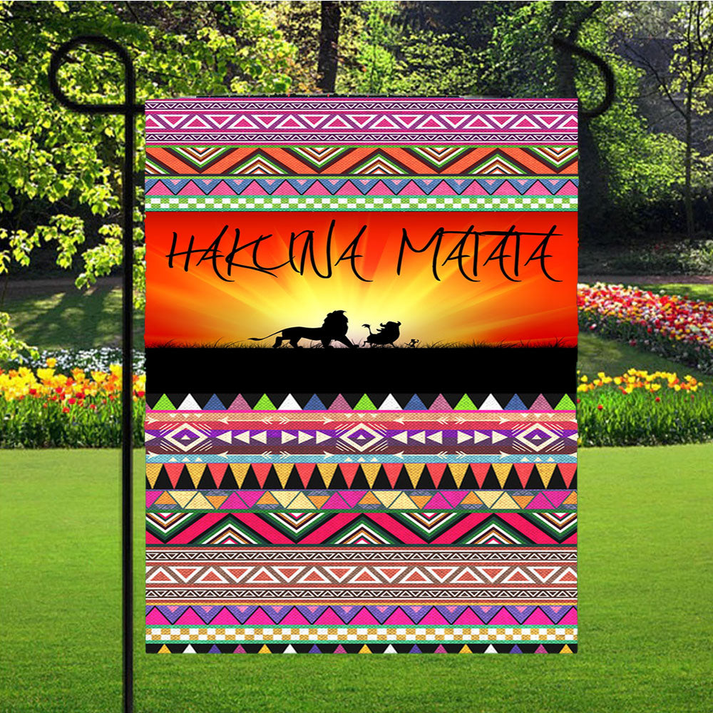 Hakuna Matata Aztec Pattern Garden Flag Outdoor Lawn 12 X 18 Inch