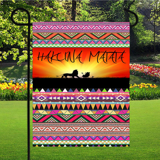 Hakuna Matata Aztec Pattern Garden Flag Outdoor Lawn 12 X 18 Inch