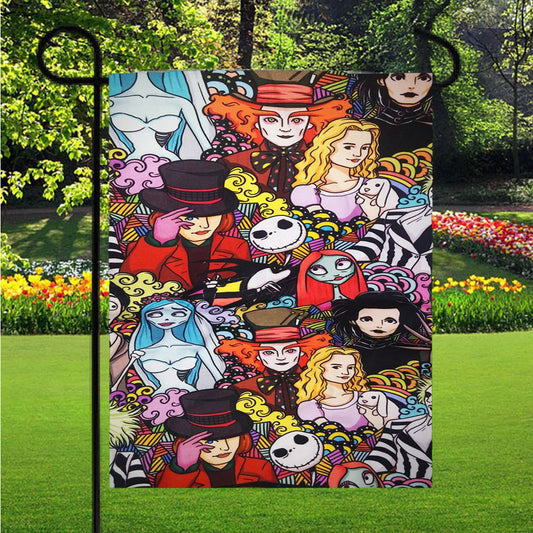 Halloween Johny Depp Pattern Cartoon Garden Flag Outdoor Lawn 12 X 18 Inch