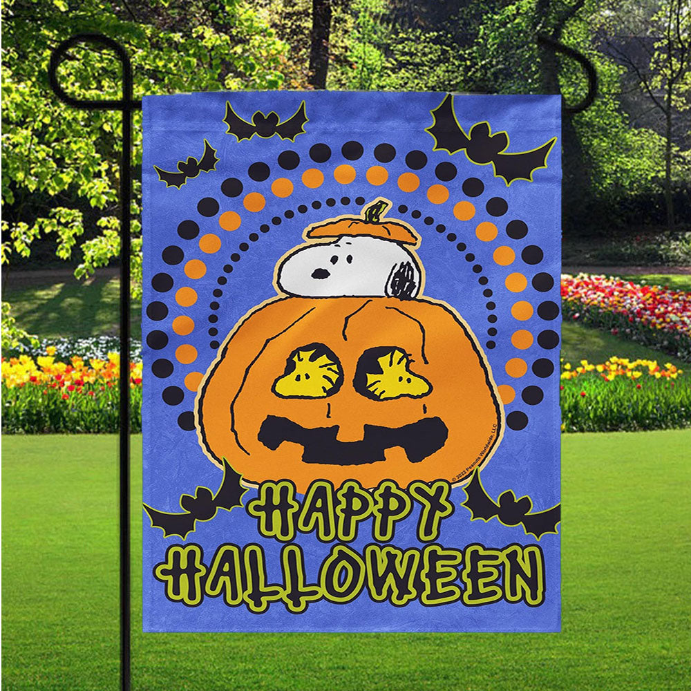 Halloween Snoopy Jack O'Lantern Garden Flag Outdoor Lawn 12 X 18 Inch