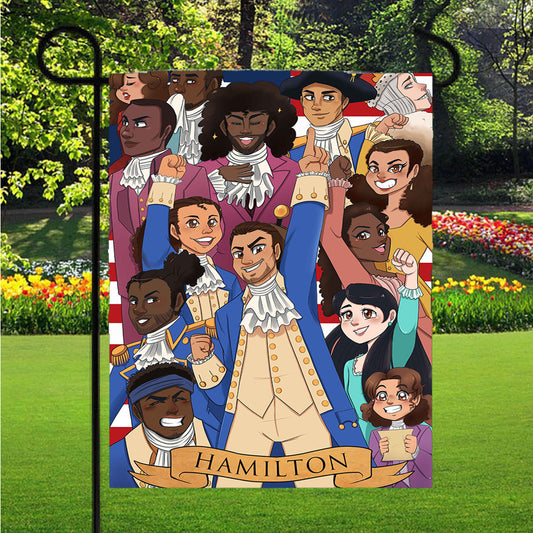 Hamilton American Musical Characters Artwork Garden Flag Outdoor Lawn 12 X 18 Inch