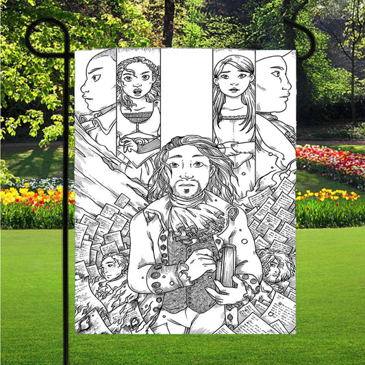 Hamilton American Musical Sketch Doodle Garden Flag Outdoor Lawn 12 X 18 Inch