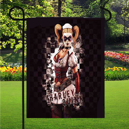 Harley Quinn Faded Checkered Flag Garden Flag Outdoor Lawn 12 X 18 Inch