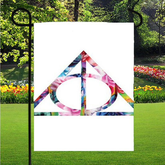 Harry Potter Deathly Hallows Symbol Floral Garden Flag Outdoor Lawn 12 X 18 Inch