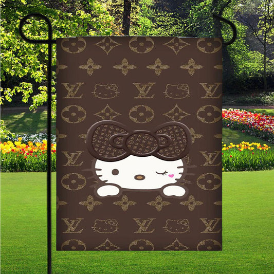 Hello Kitty Cat Pattern Garden Flag Outdoor Lawn 12 X 18 Inch