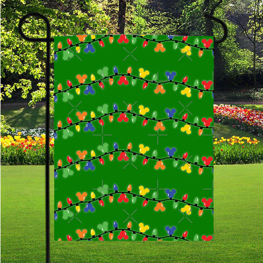 Holiday Mouse Lights Garden Flag Outdoor Lawn 12 X 18 Inch