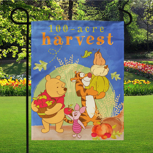 100-Acre Harvest Pooh Tigger Piglet Garden Flag Yard Sign Outdoor Lawn 12 X 18 inch