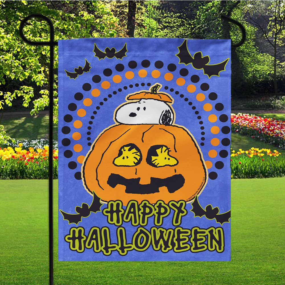 Halloween Snoopy Jack O'Lantern Garden Flag Yard Sign Outdoor Lawn 12 X 18 inch