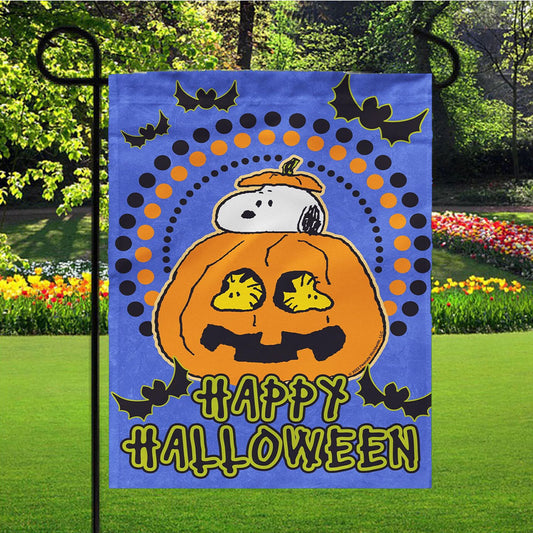 Halloween Snoopy Jack O'Lantern Garden Flag Yard Sign Outdoor Lawn 12 X 18 inch