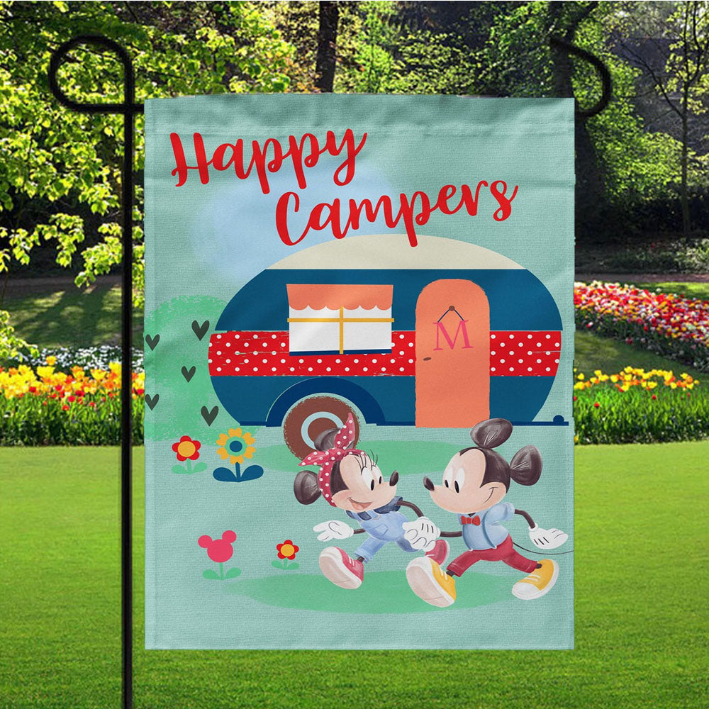 Happy Campers Mickey And Minnie Garden Flag Yard Sign Outdoor Lawn 12 X 18 inch
