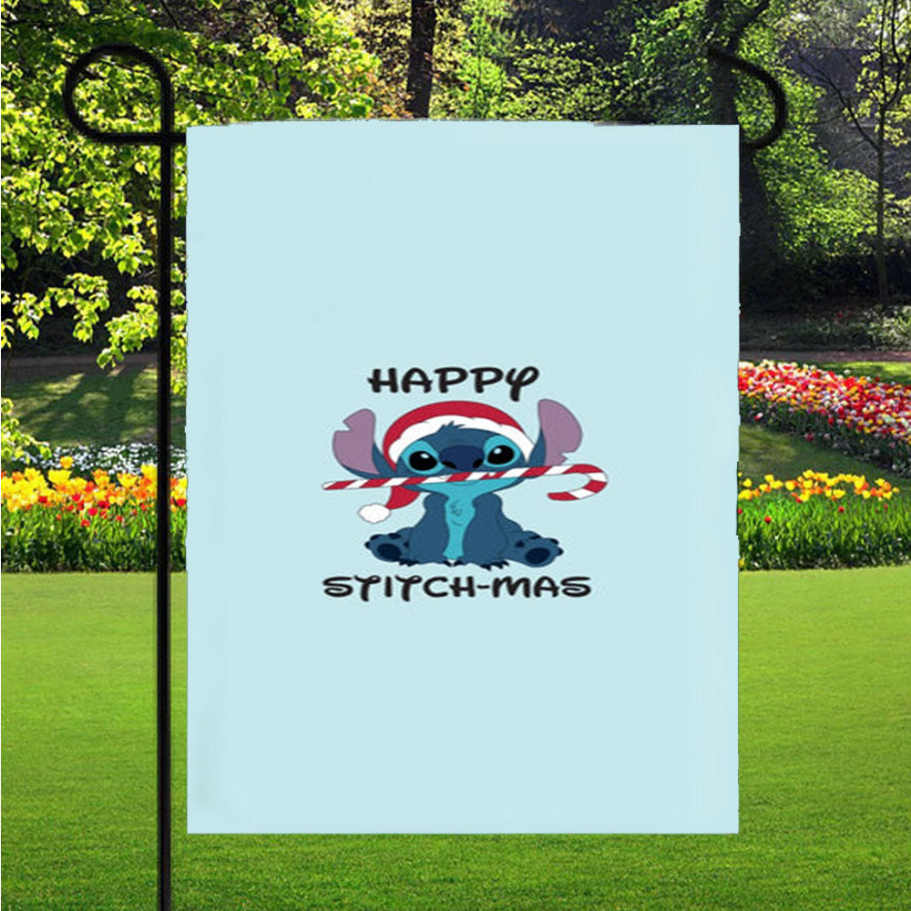 Happy Blue Alienmas - Christmas Garden Flag Yard Sign Outdoor Lawn 12 X 18 inch
