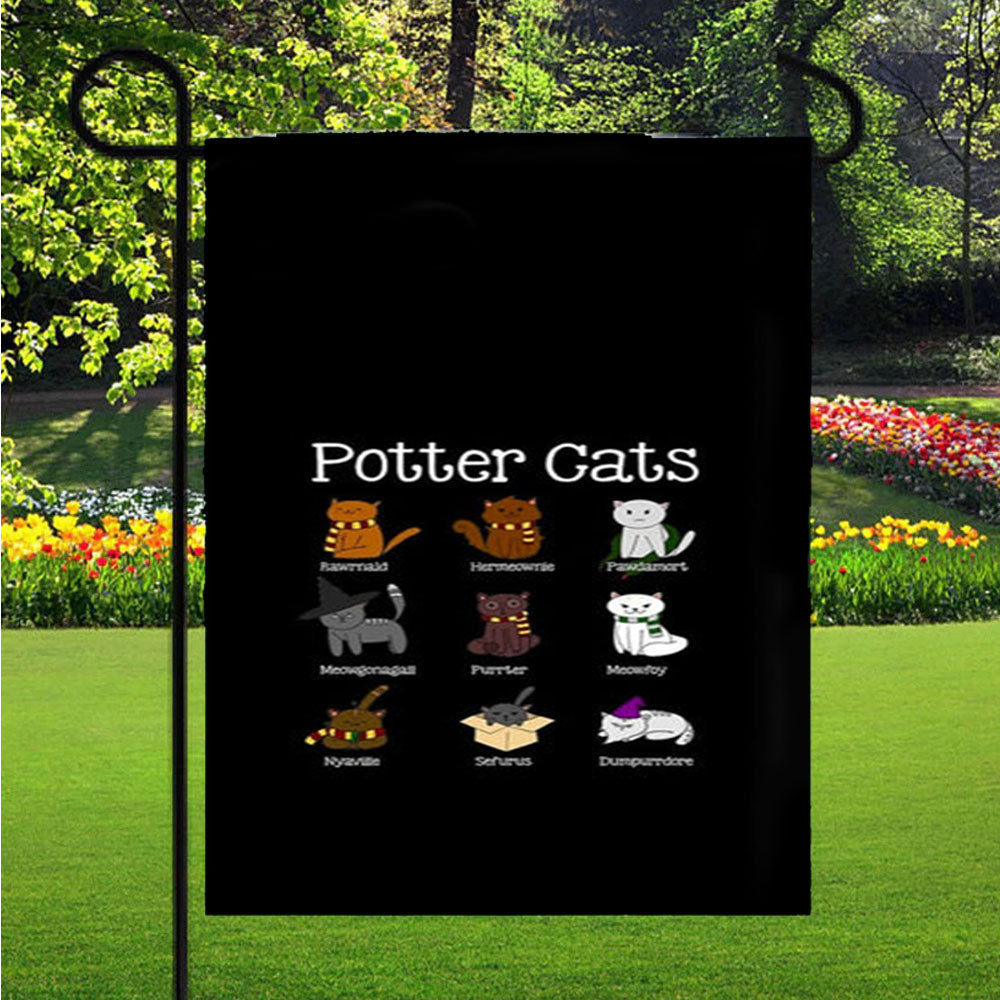 Harry Pawter Cats Garden Flag Yard Sign Outdoor Lawn 12 X 18 inch