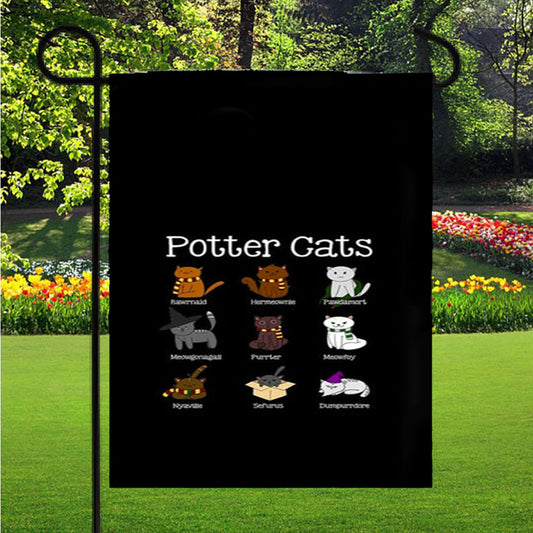 Harry Pawter Cats Garden Flag Yard Sign Outdoor Lawn 12 X 18 inch