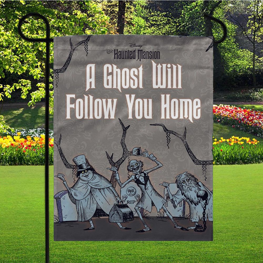 Haunted Mansion Hitchhiking Ghosts Halloween Garden Flag Yard Sign Outdoor Lawn 12 X 18 inch