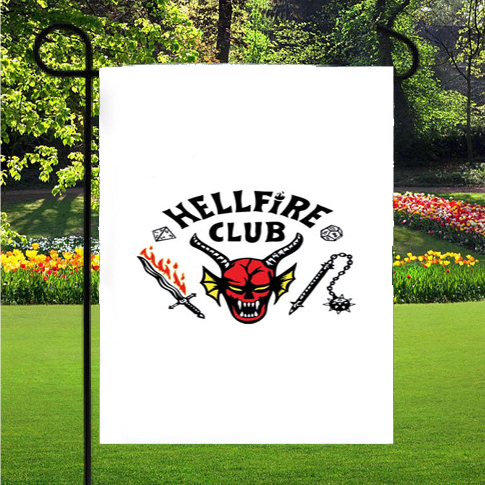 Hellfire Logo - White Garden Flag Yard Sign Outdoor Lawn 12 X 18 inch
