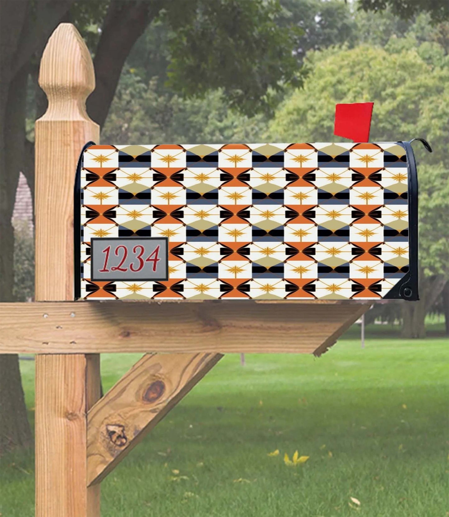 A Pattern With A Geometric Pattern Mailbox Cover