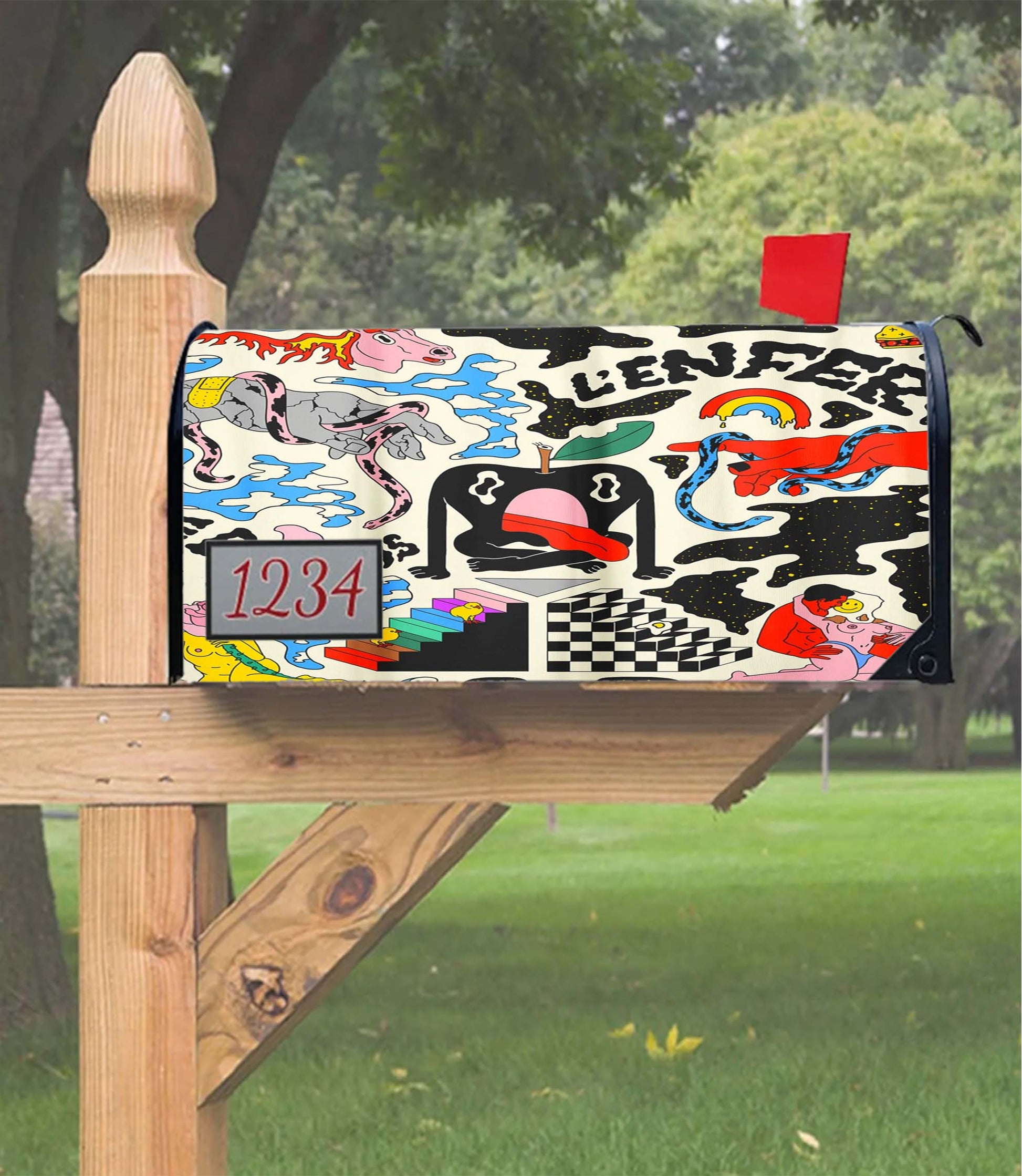 Abstract And Colourful Mailbox Cover