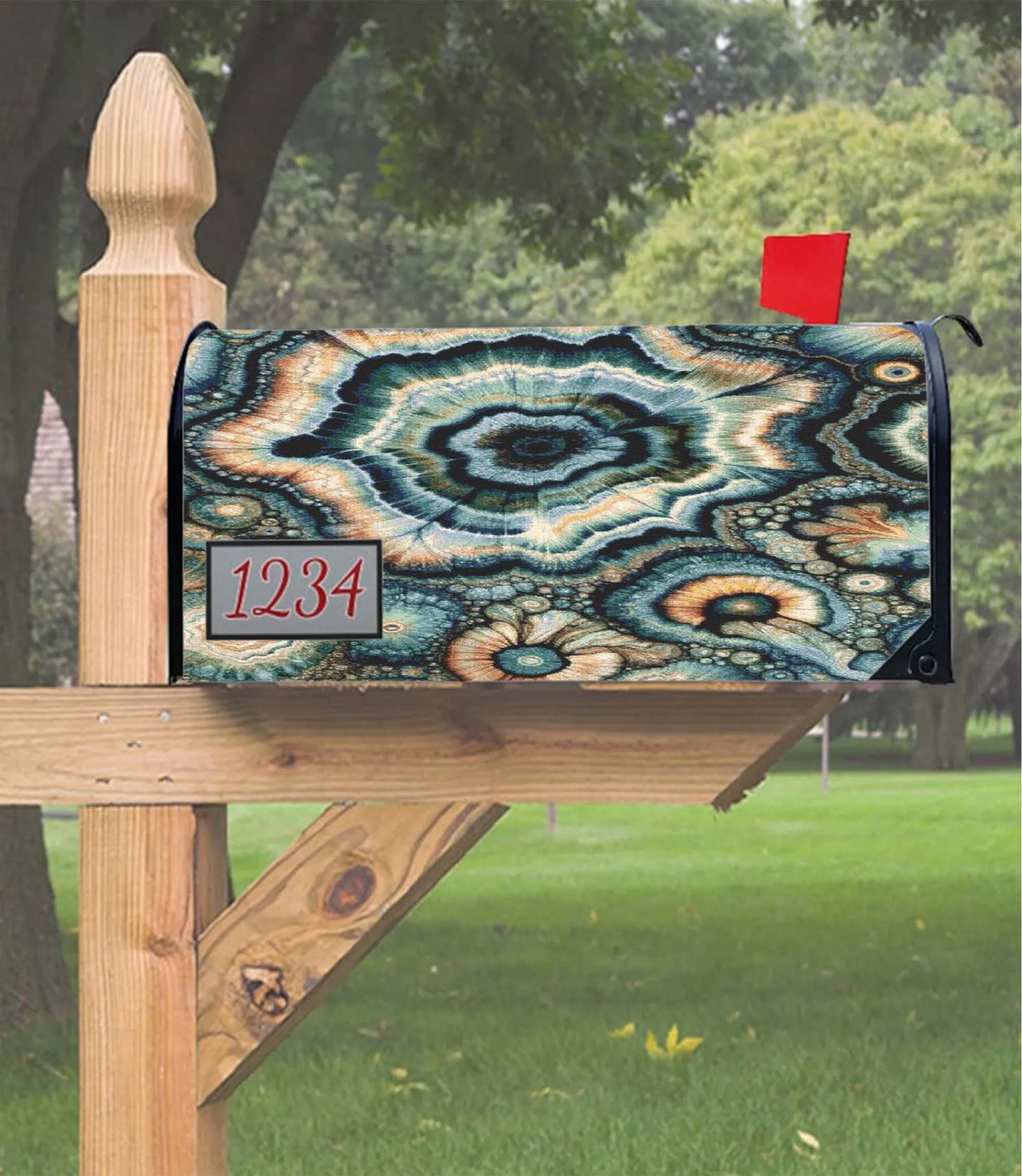 Abstract Geode Mandala Mailbox Cover
