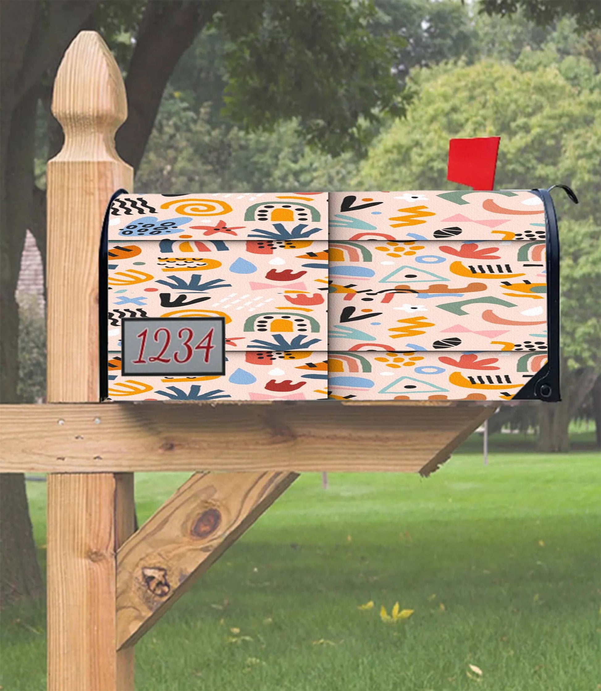 Abstract Havana Patterns Peach Mailbox Cover