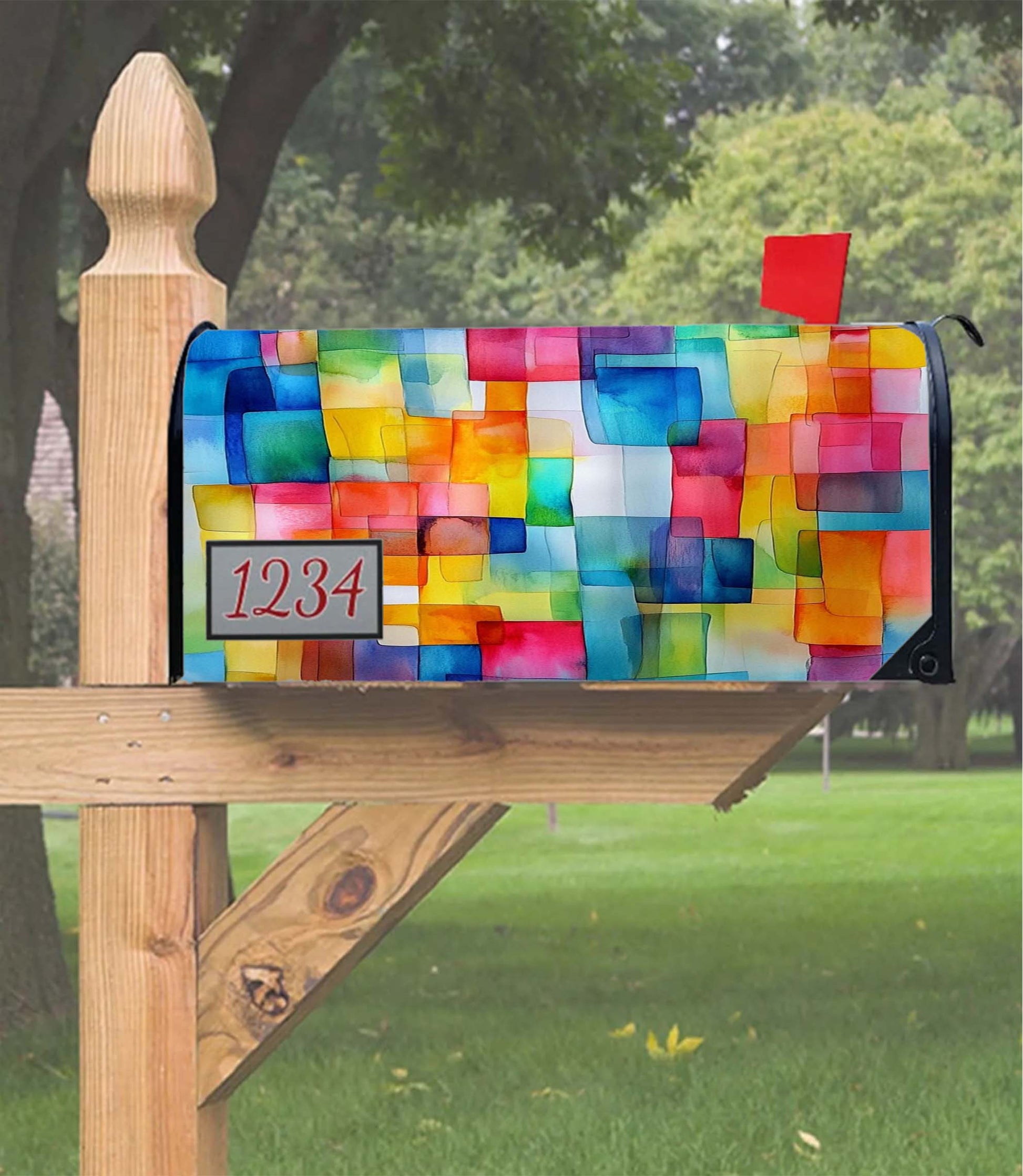 Abstract Watercolor Mailbox Cover