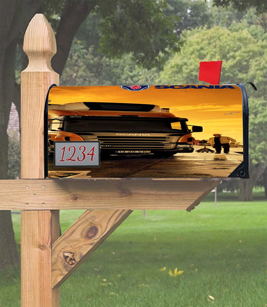 Afternoon Scania Logo Blue Mailbox Cover