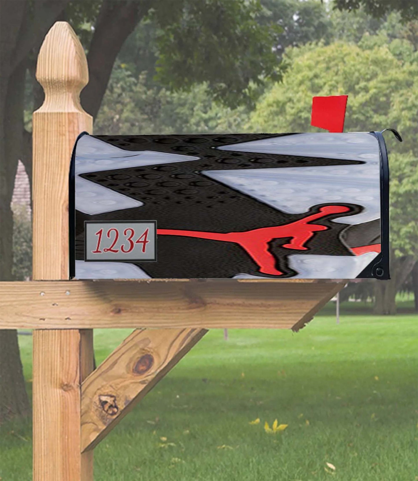 Air Jordan Black Red Sole Mailbox Cover