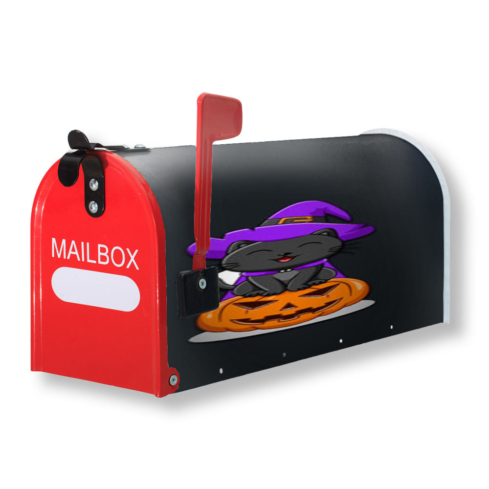 Black Cat Pumpkin Halloween Magnetic Mailbox Cover - 18.0" x 21.0"