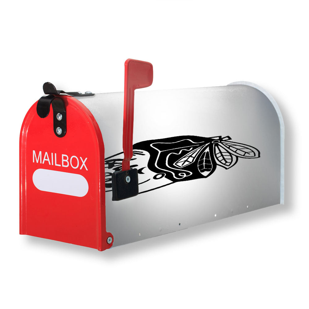 Black White Chicago Blackhawks Logo Magnetic Mailbox Cover - 18.0" x 21.0"
