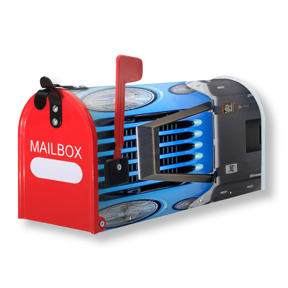 Blue Jeep Wrangler Magnetic Mailbox Cover - 18.0" x 21.0"