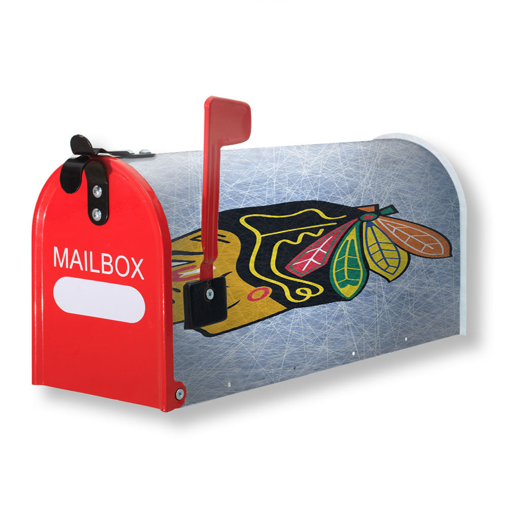 Chicago Blackhawks Ice Texture Logo Wallpaper Magnetic Mailbox Cover - 18.0" x 21.0"