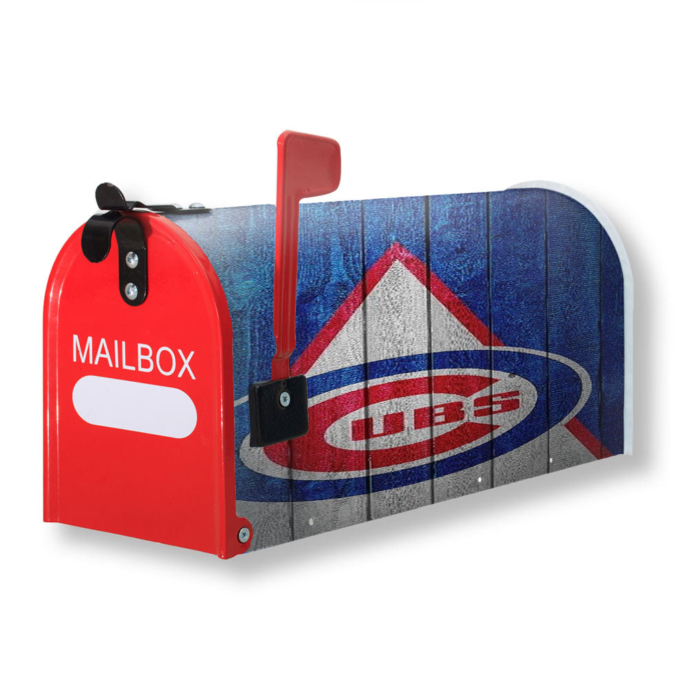 Chicago Cubs In Wood Background Magnetic Mailbox Cover - 18.0" x 21.0"