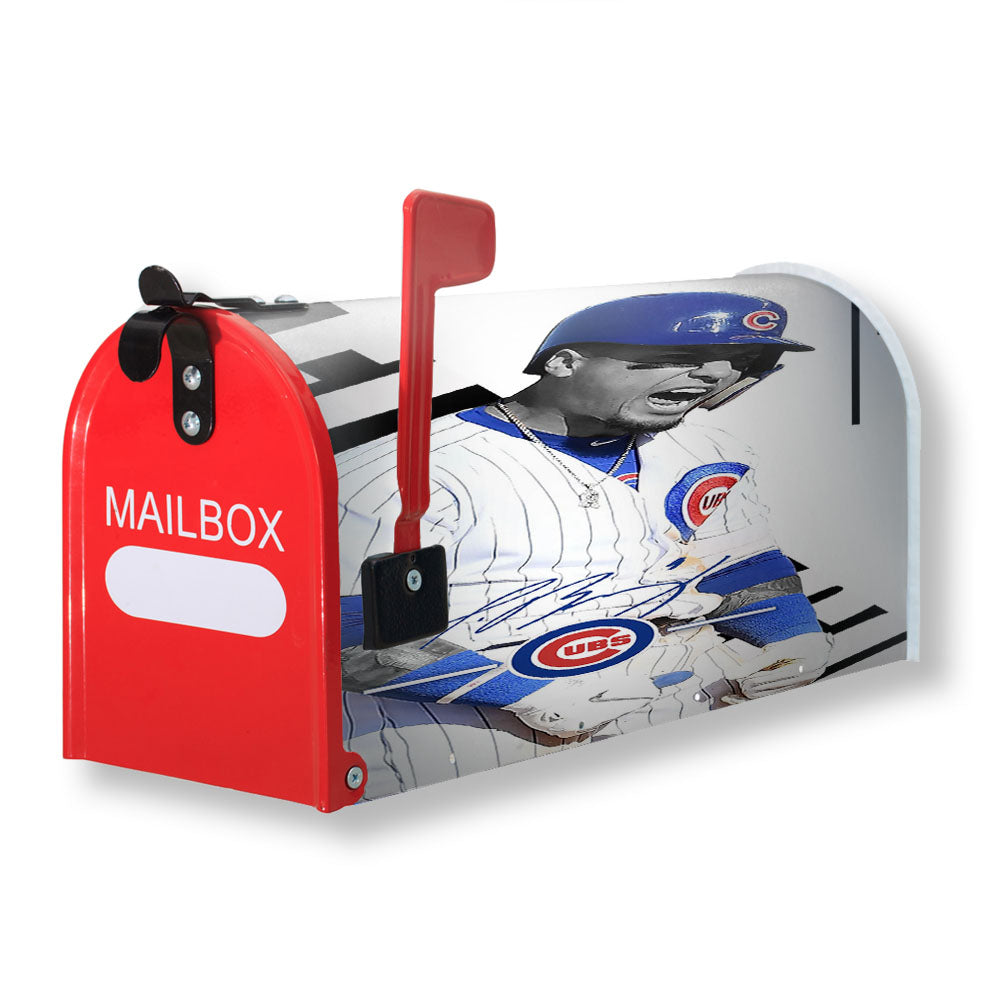 Chicago Cubs Javier Baez White Wallpapers Magnetic Mailbox Cover - 18.0" x 21.0"