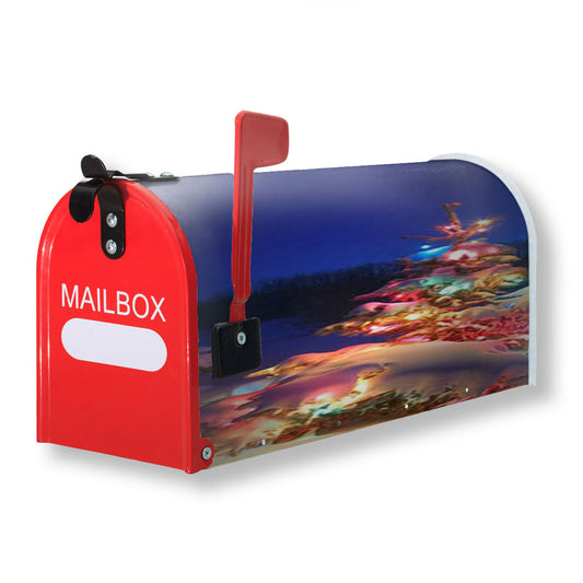 Christmas Tree Lit Up Magnetic Mailbox Cover 18" x 21" Outdoor Decor
