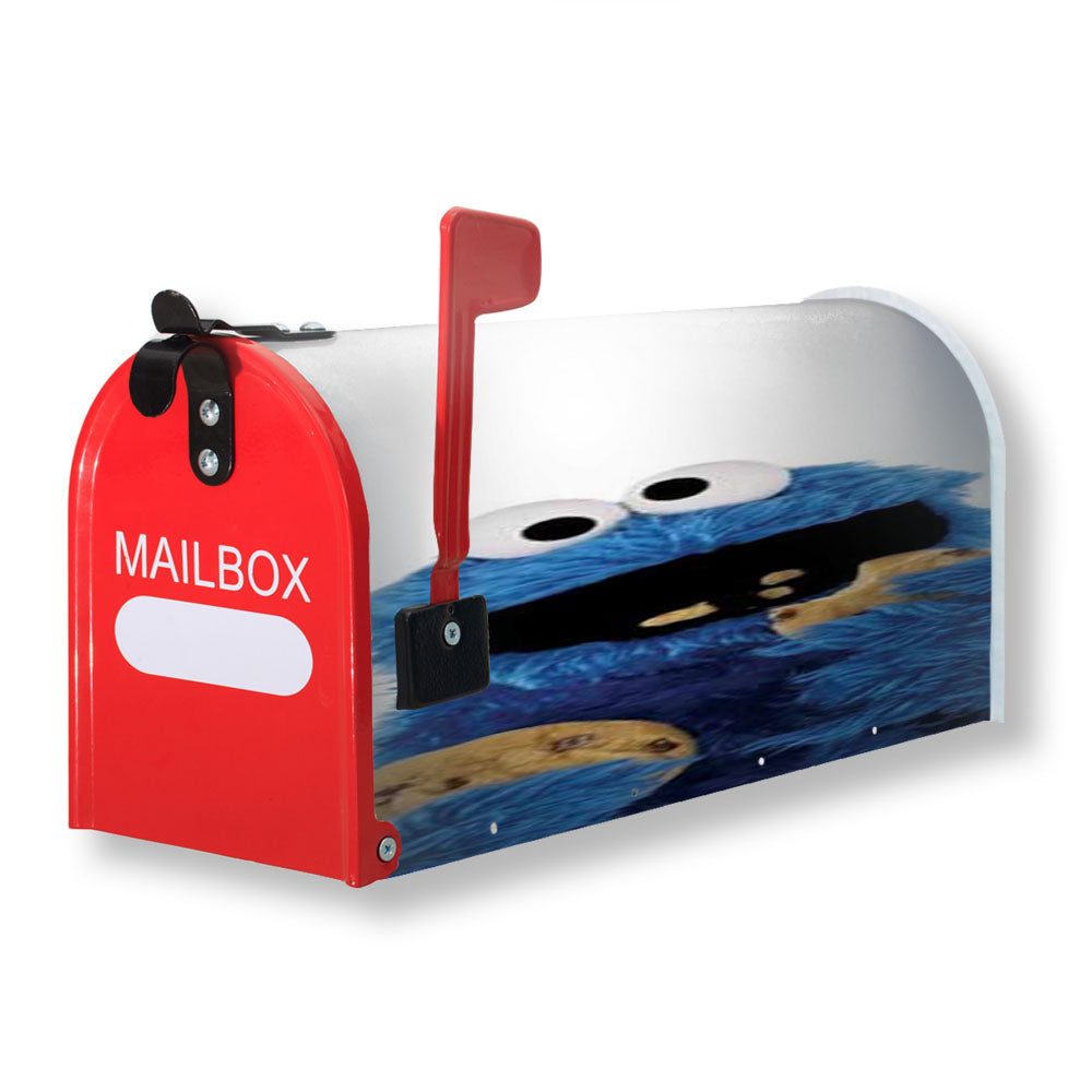Cookie Monster Plain Wht Magnetic Mailbox Cover - 18.0" x 21.0"