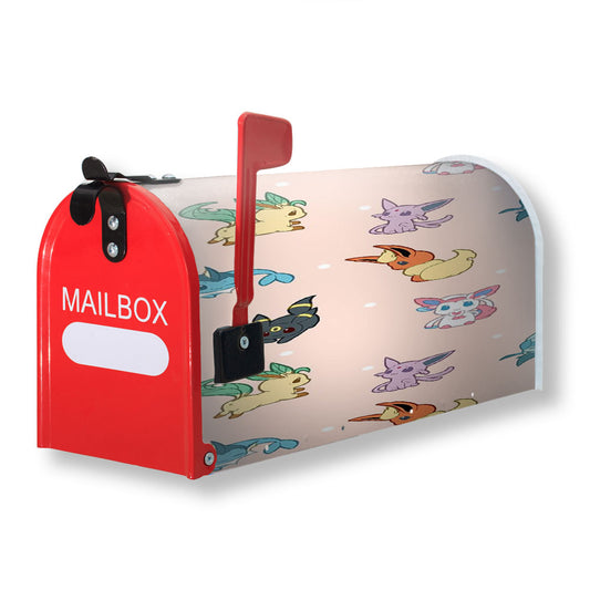 Cute Eevee Pokemon Eeveelutions Pattern Magnetic Mailbox Cover 18" x 21" Outdoor Decor