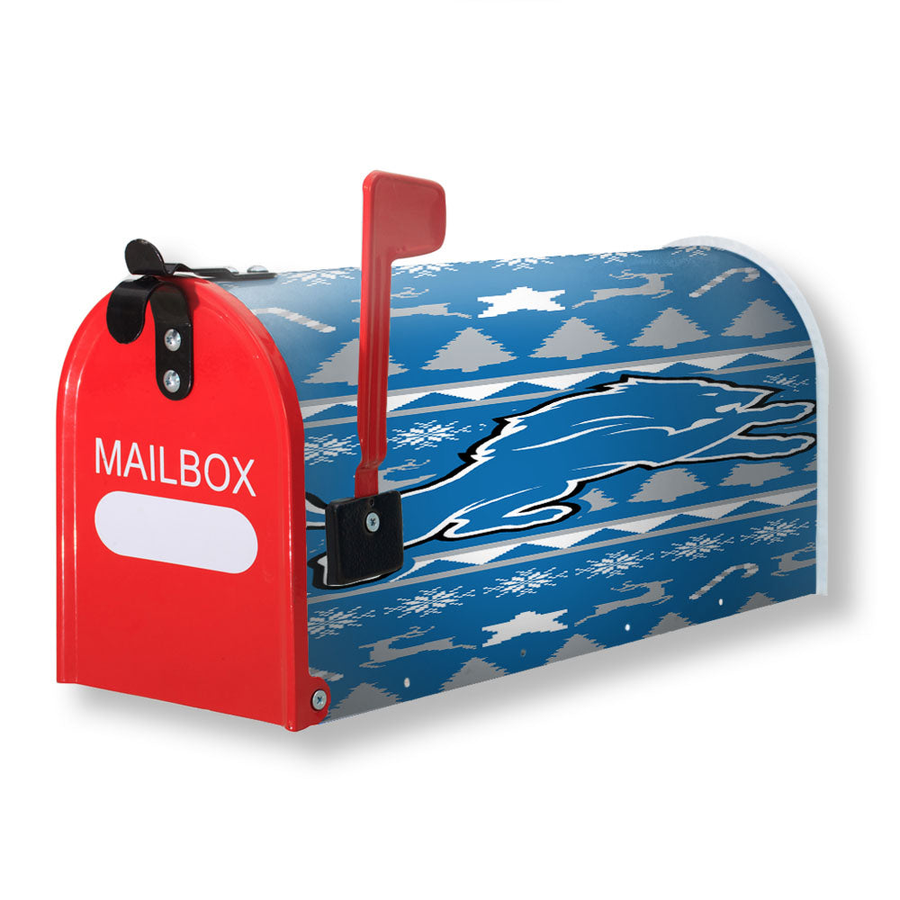 Detroit Lions Christmas Sweater Magnetic Mailbox Cover - 18.0" x 21.0"