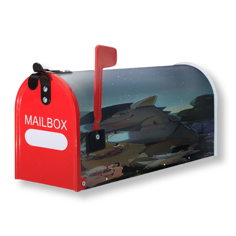 Kangaskhan And Cleffa Pokemon Art Magnetic Mailbox Cover - 18.0" x 21.0"