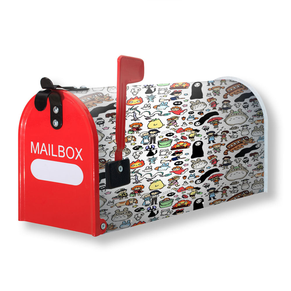 Kawaii Ghibli Doodle Magnetic Mailbox Cover - 18.0" x 21.0"