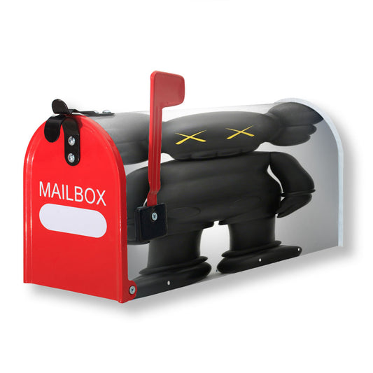 Kaws Companion Open Edition Vinyl Black Magnetic Mailbox Cover 18" x 21" Outdoor Decor