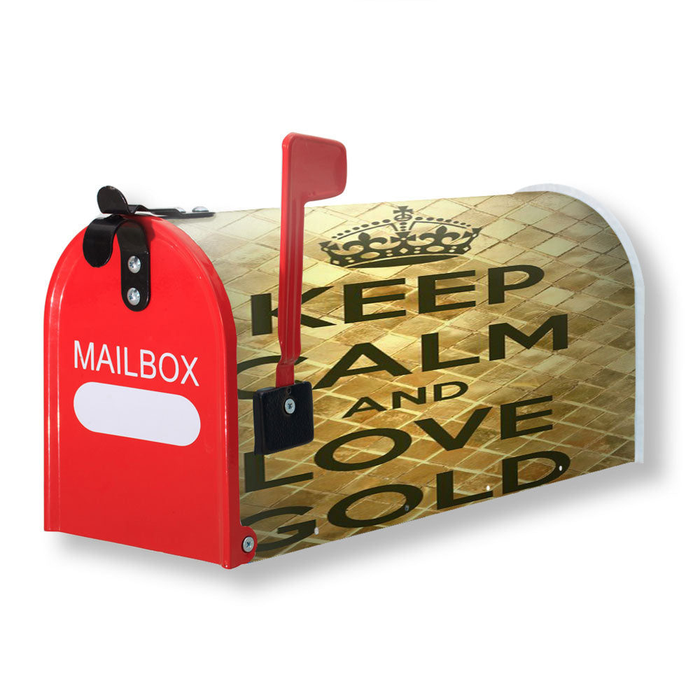 Keep Calm Love Gold Magnetic Mailbox Cover - 18.0" x 21.0"