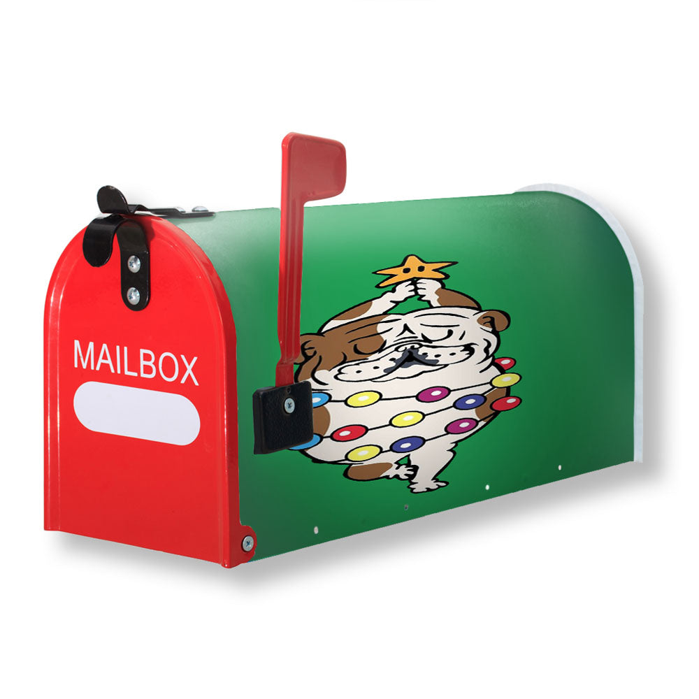 Merry Christmas English Bulldog Magnetic Mailbox Cover - 18.0" x 21.0"