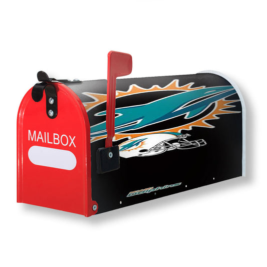 Miami Dolphins Logos On Blk Magnetic Mailbox Cover 18" x 21" Outdoor Decor