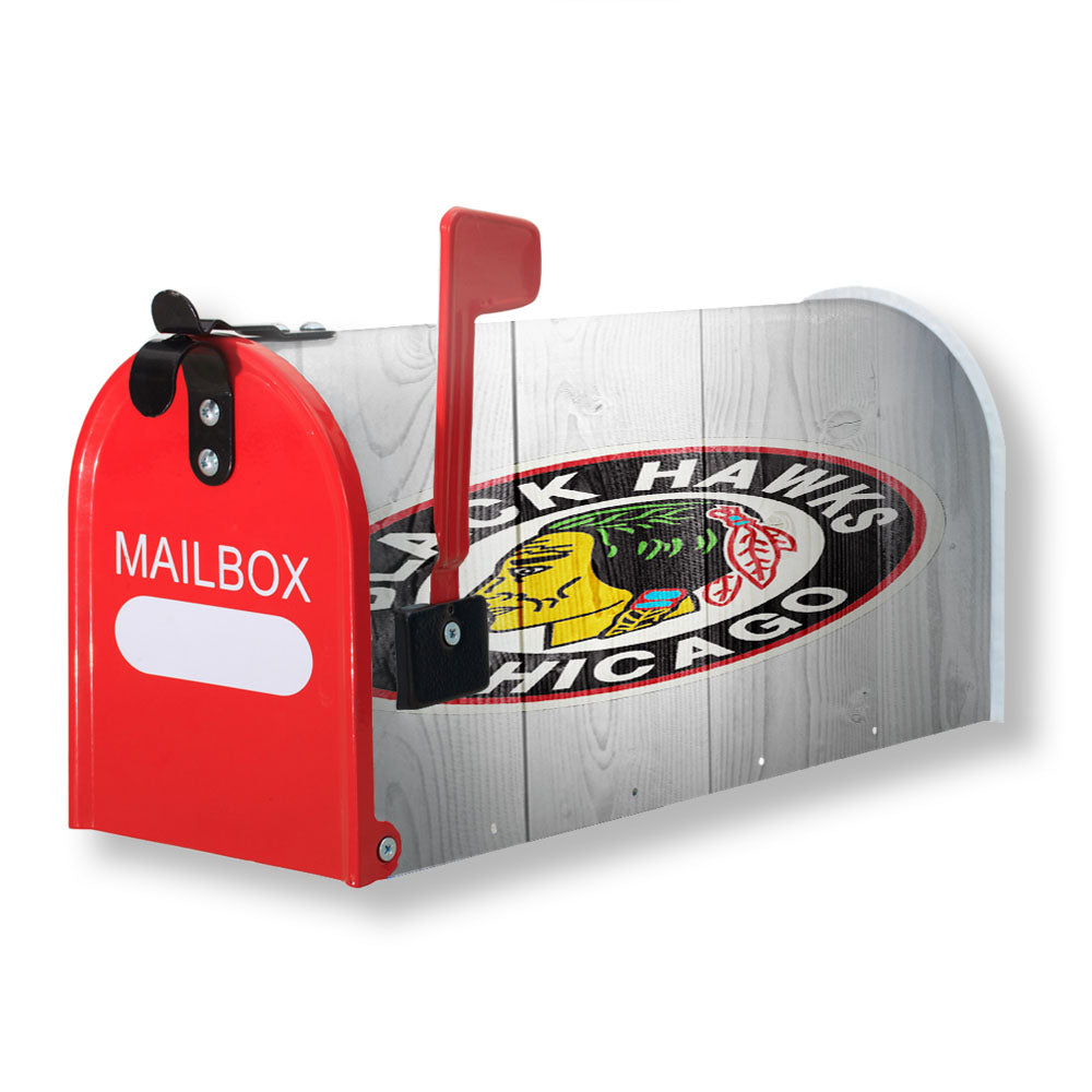 Old Chicago Blackhawks Nhl Logo White Wood Wallpaper Magnetic Mailbox Cover - 18.0" x 21.0"