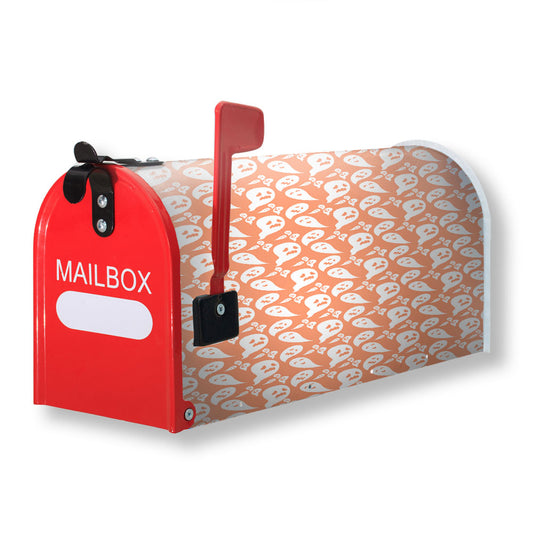 Peach Ghosts Pattern Halloween Magnetic Mailbox Cover 18" x 21" Outdoor Decor