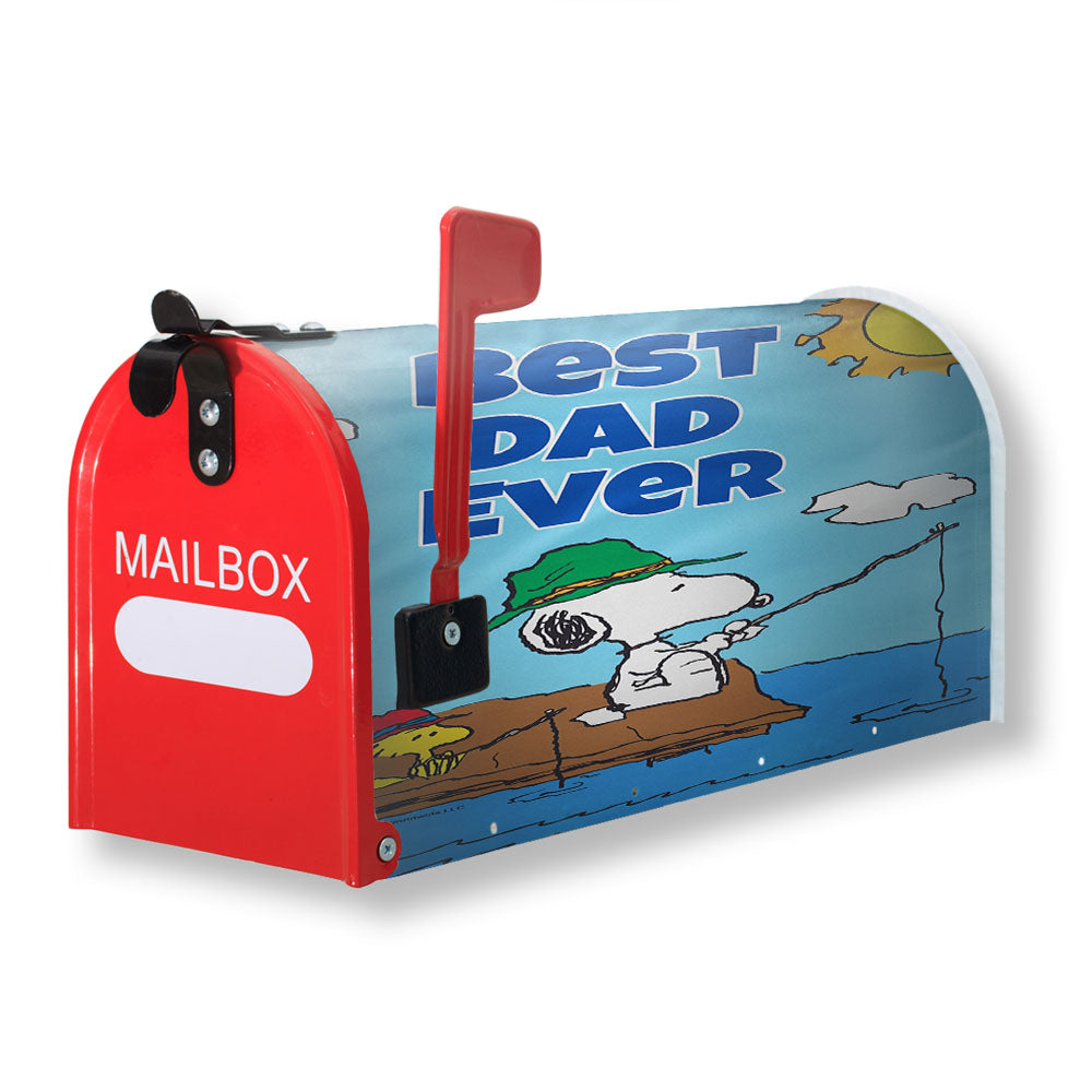 Peanuts Best Dad Ever Gone Fishing Snoopy Magnetic Mailbox Cover - 18.0" x 21.0"