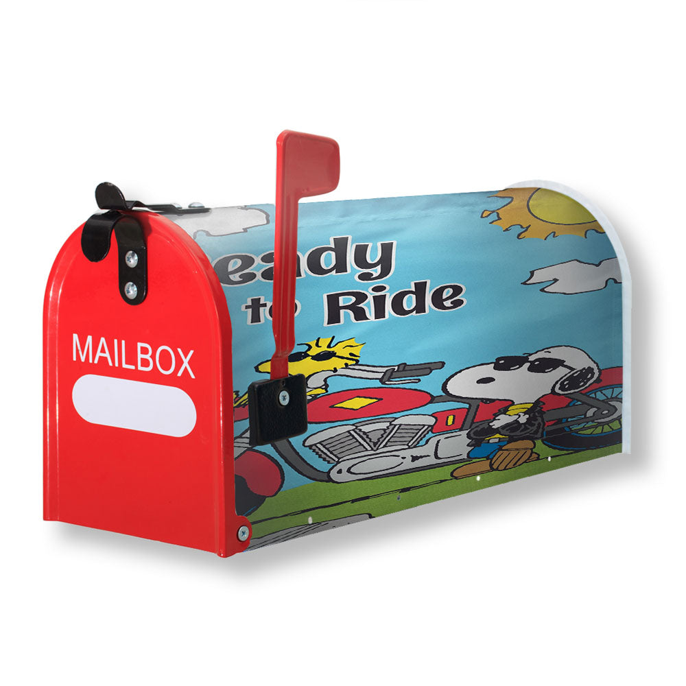 Peanuts Motorcycle Joe Snoopy Ready To Ride Magnetic Mailbox Cover - 18.0" x 21.0"